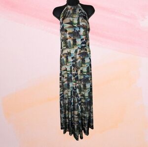 Blueman Scenic Print Halter Jumper